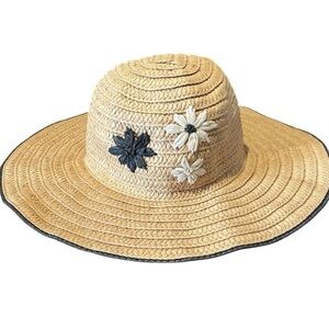 Elegant Tan Straw Hat with Floral Details
